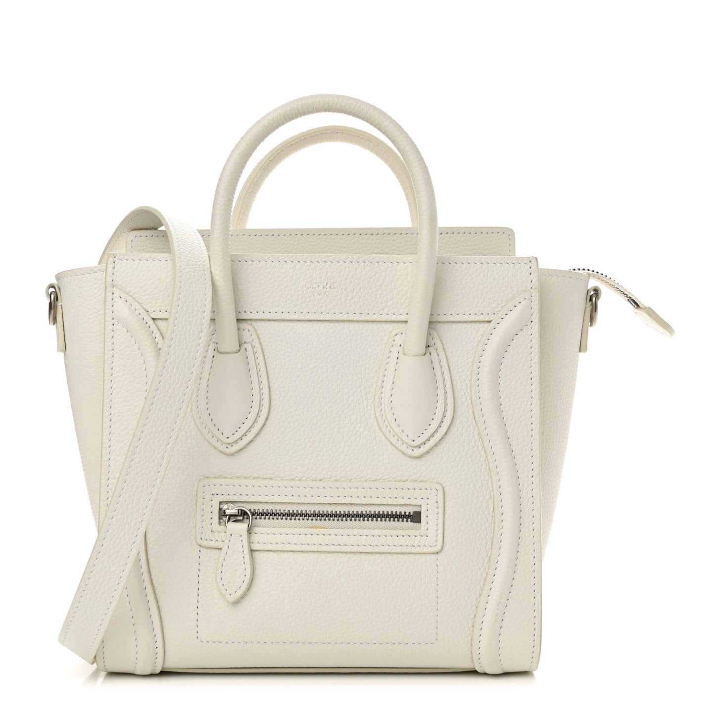 Drummed Calfskin Nano Luggage White