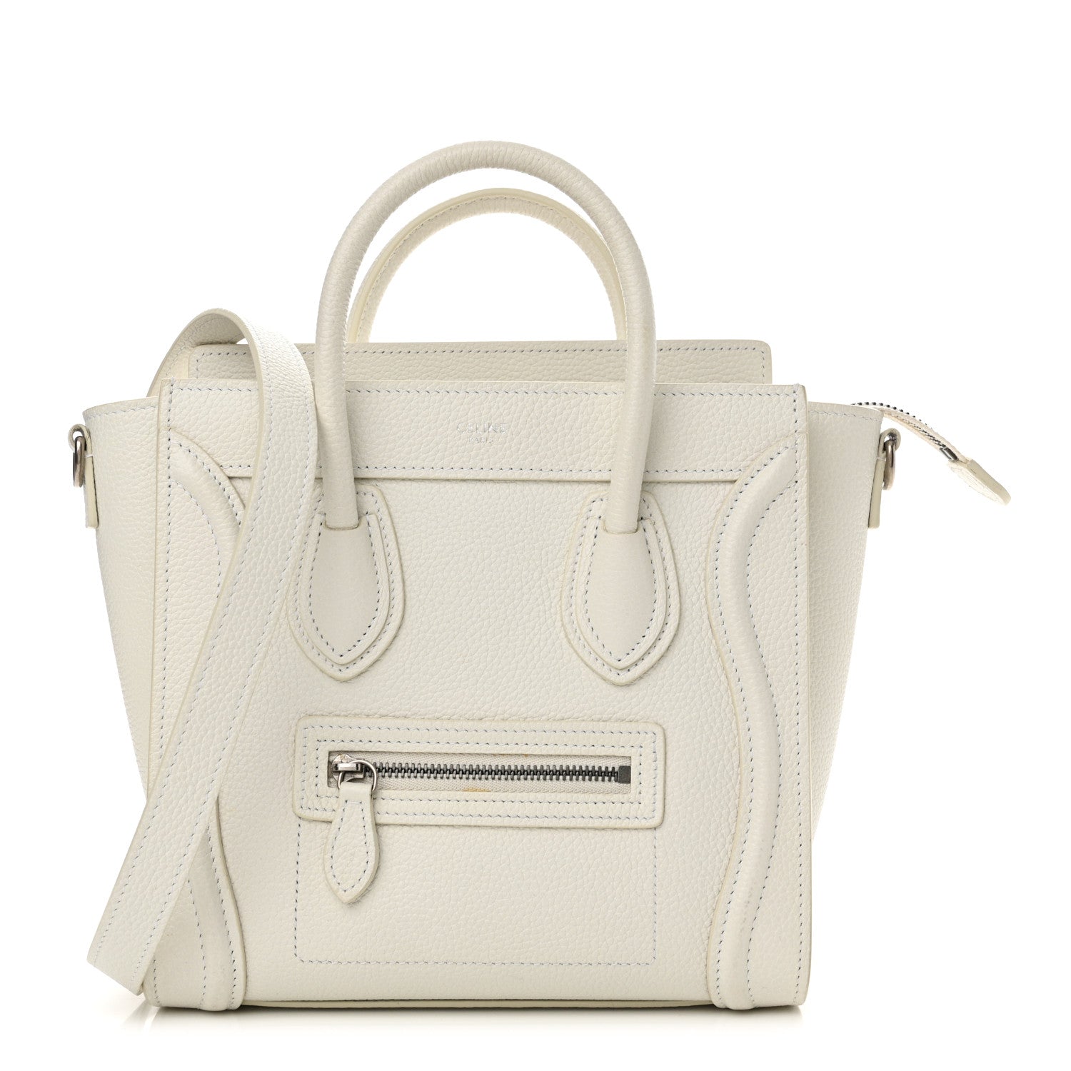 Celine Drummed Calfskin Nano Luggage White 1 of 15