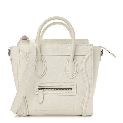 Celine Drummed Calfskin Nano Luggage White 1 of 15