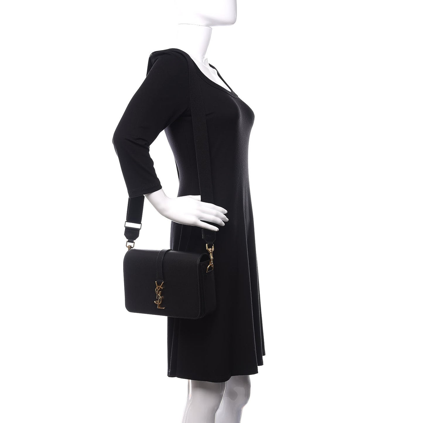Textured Calfskin Medium Classic Monogram Universite Bag Black