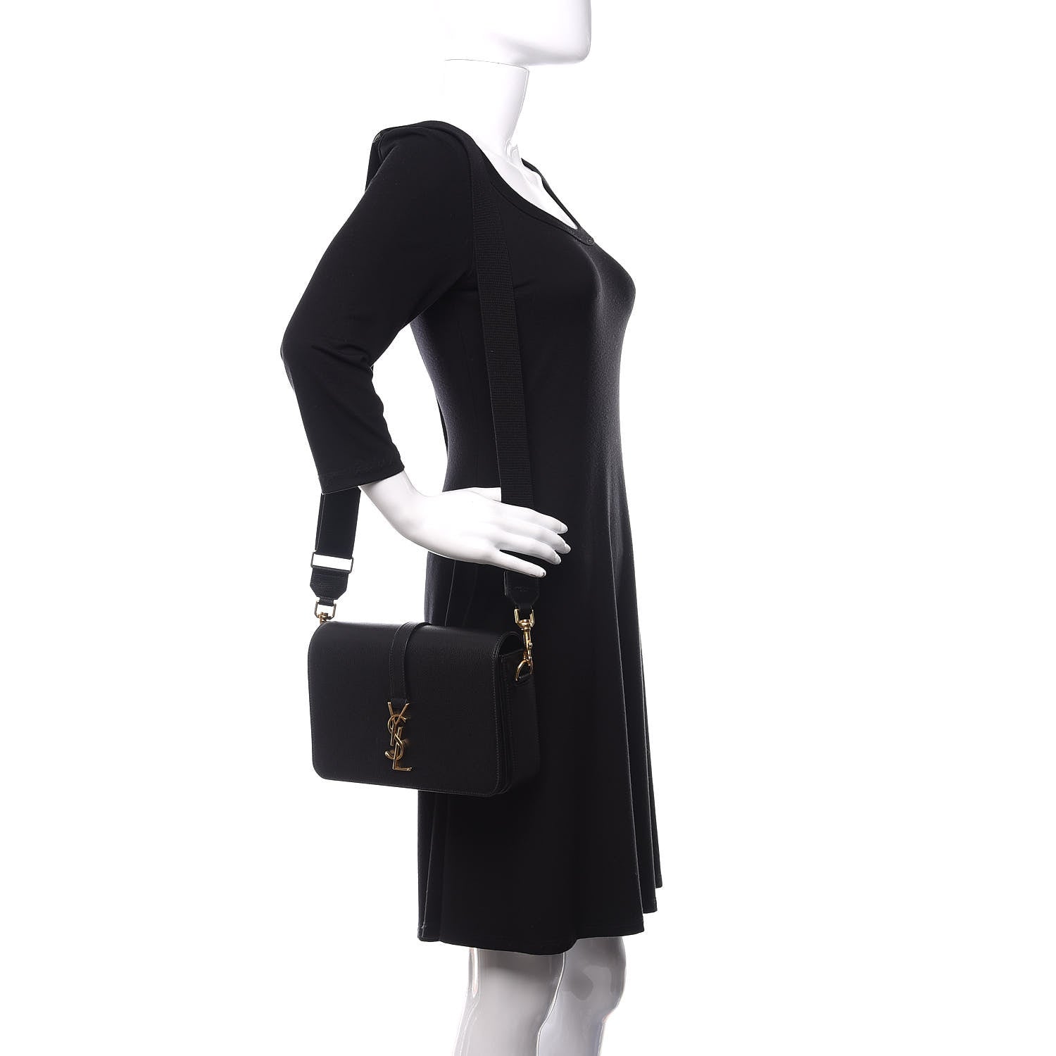 Saint Laurent Textured Calfskin Medium Classic Monogram Universite Bag Black 3 of 11