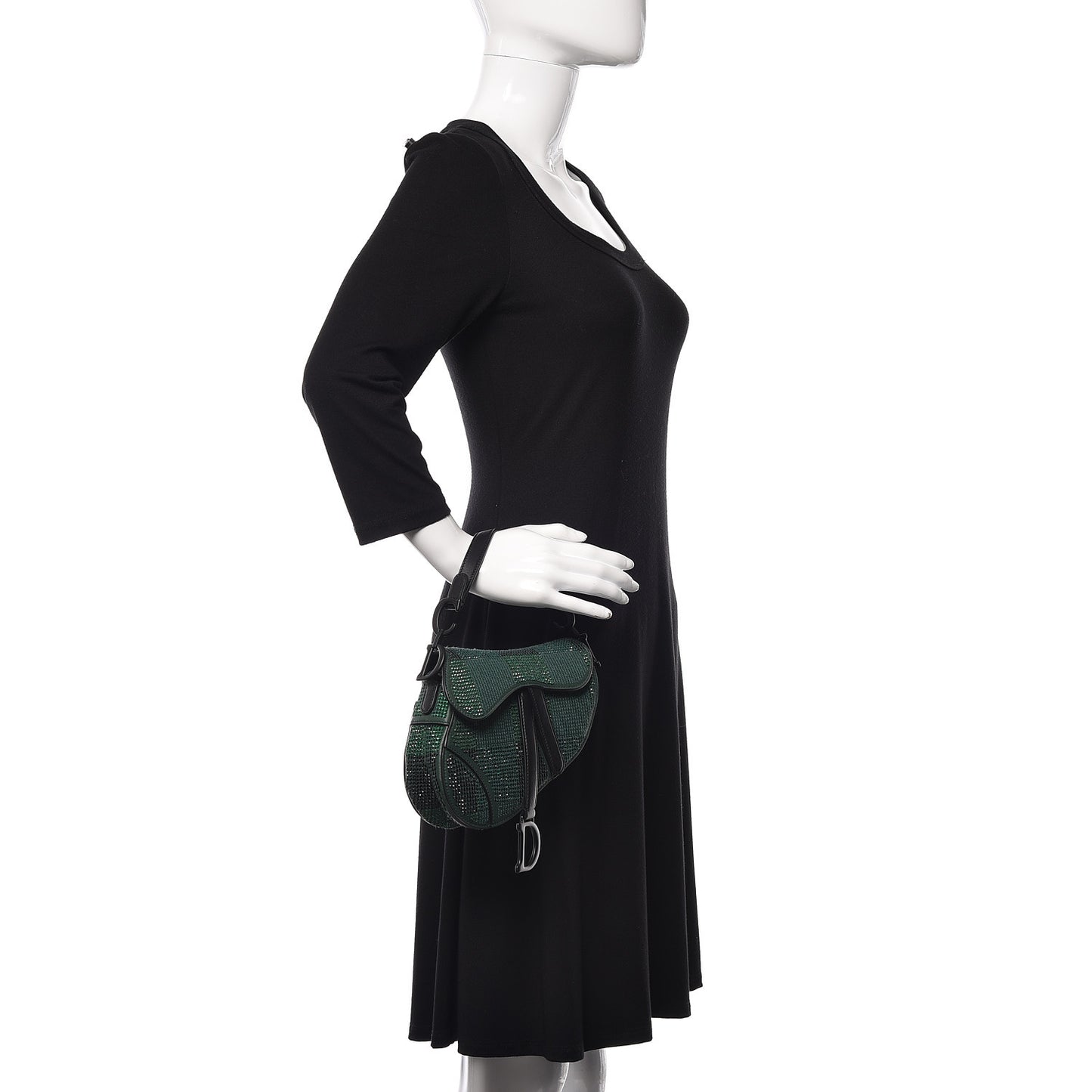 Crystal Calfskin Mini Saddle Bag Green Multi