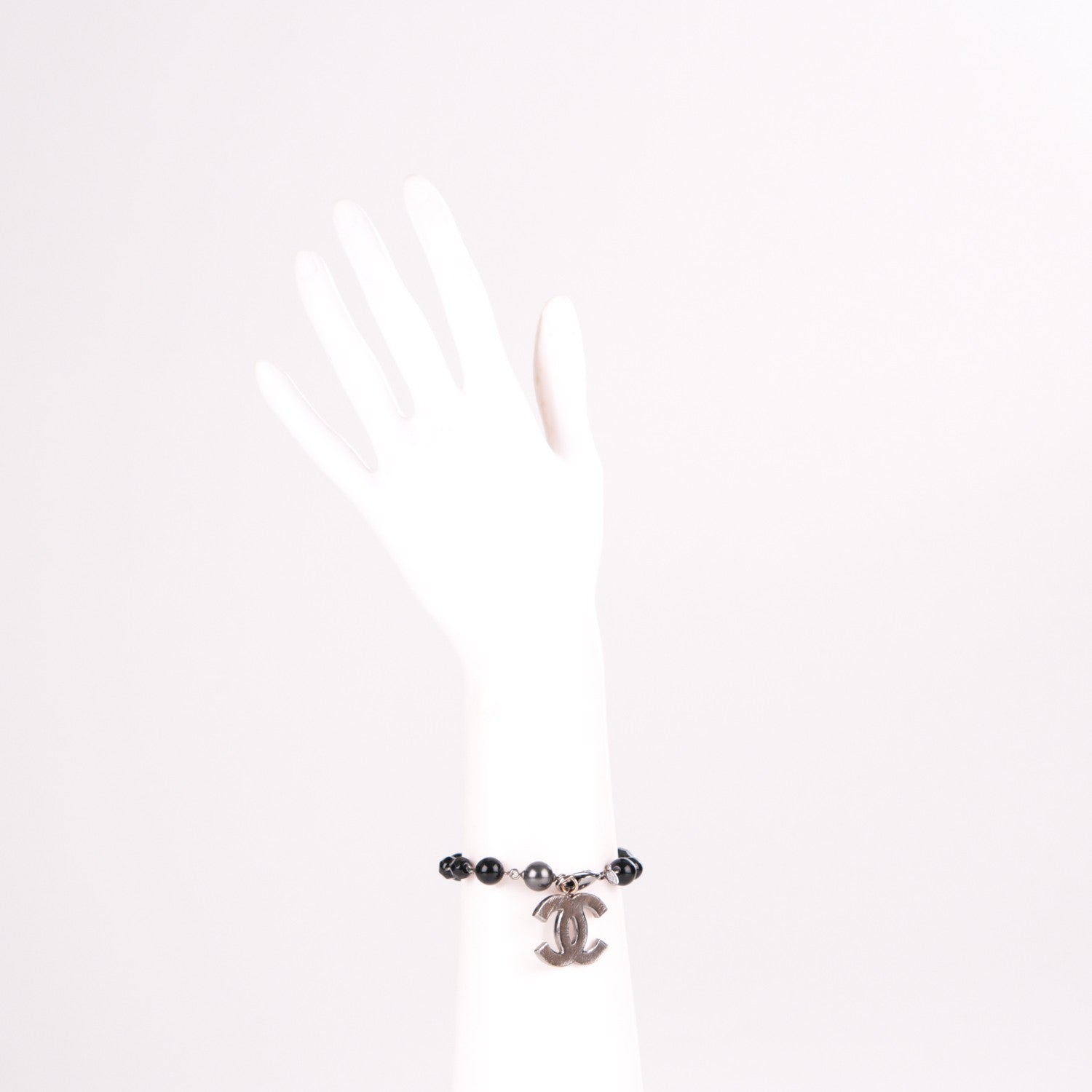 Chanel Ruthenium Beaded CC Bracelet Black 2 of 7