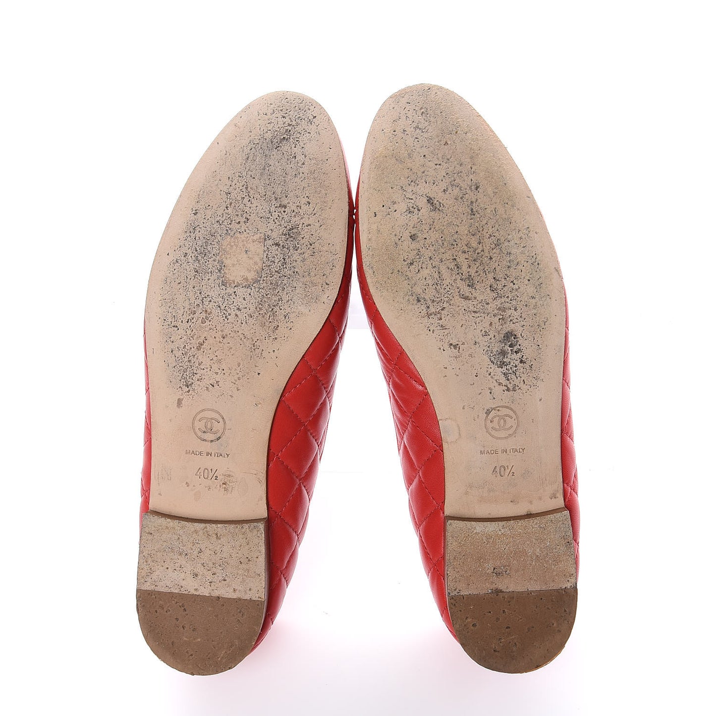 Lambskin Quilted Cap Toe CC Ballerina Flats 40.5 Light Red