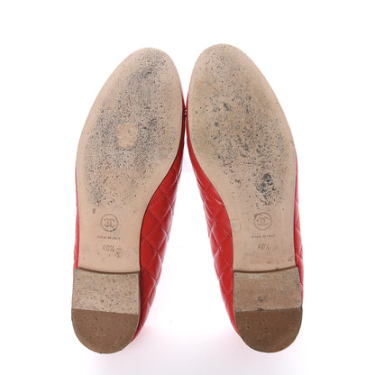 Chanel Lambskin Quilted Cap Toe CC Ballerina Flats 40.5 Light Red 5 of 12