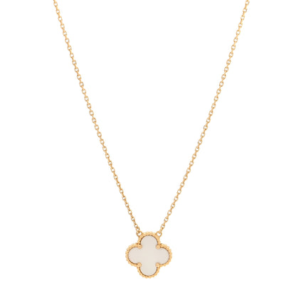 Van Cleef & Arpels 18K Yellow Gold Mother of Pearl Vintage Alhambra Pendant Necklace 1 of 4