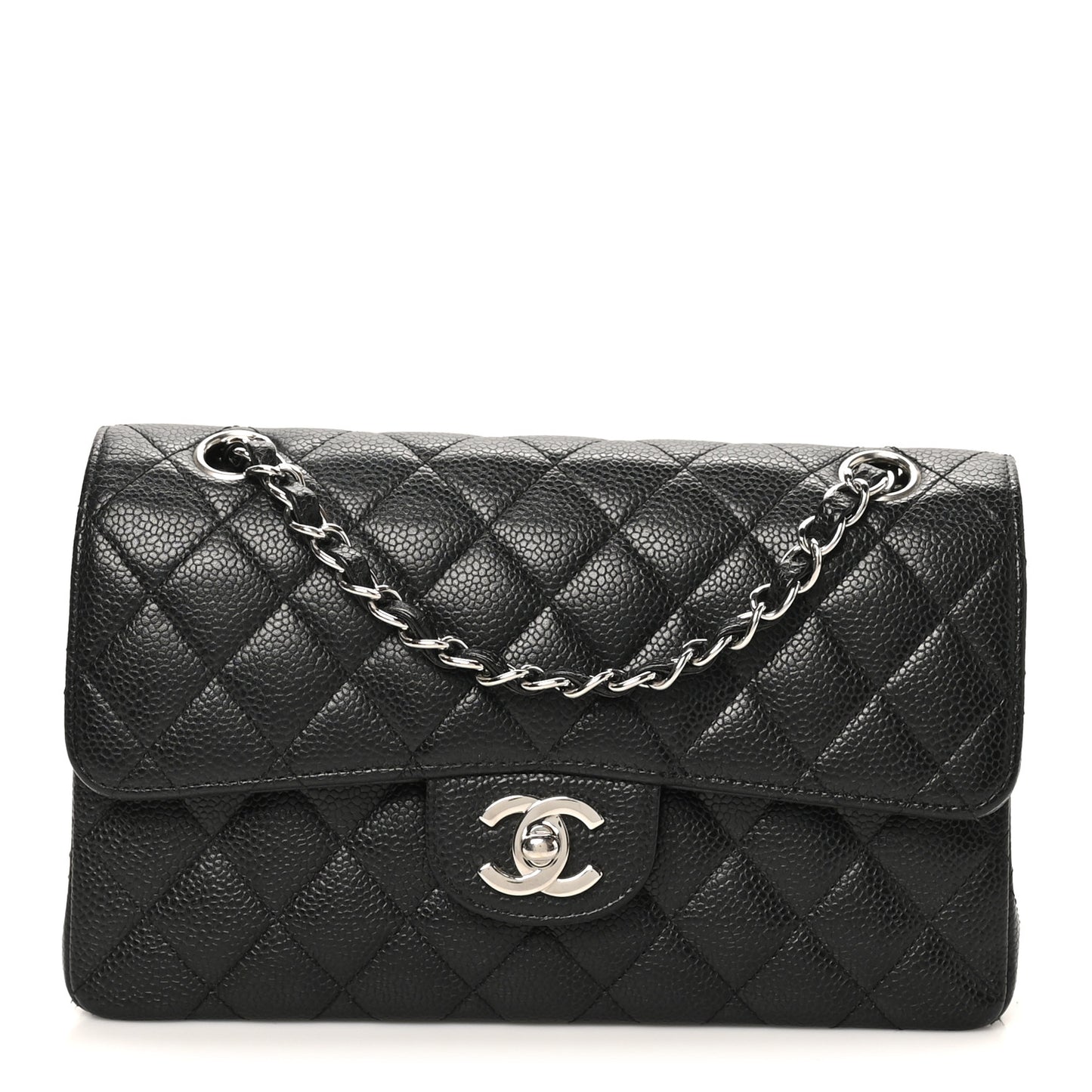 Caviar Quilted Small Double Flap Black