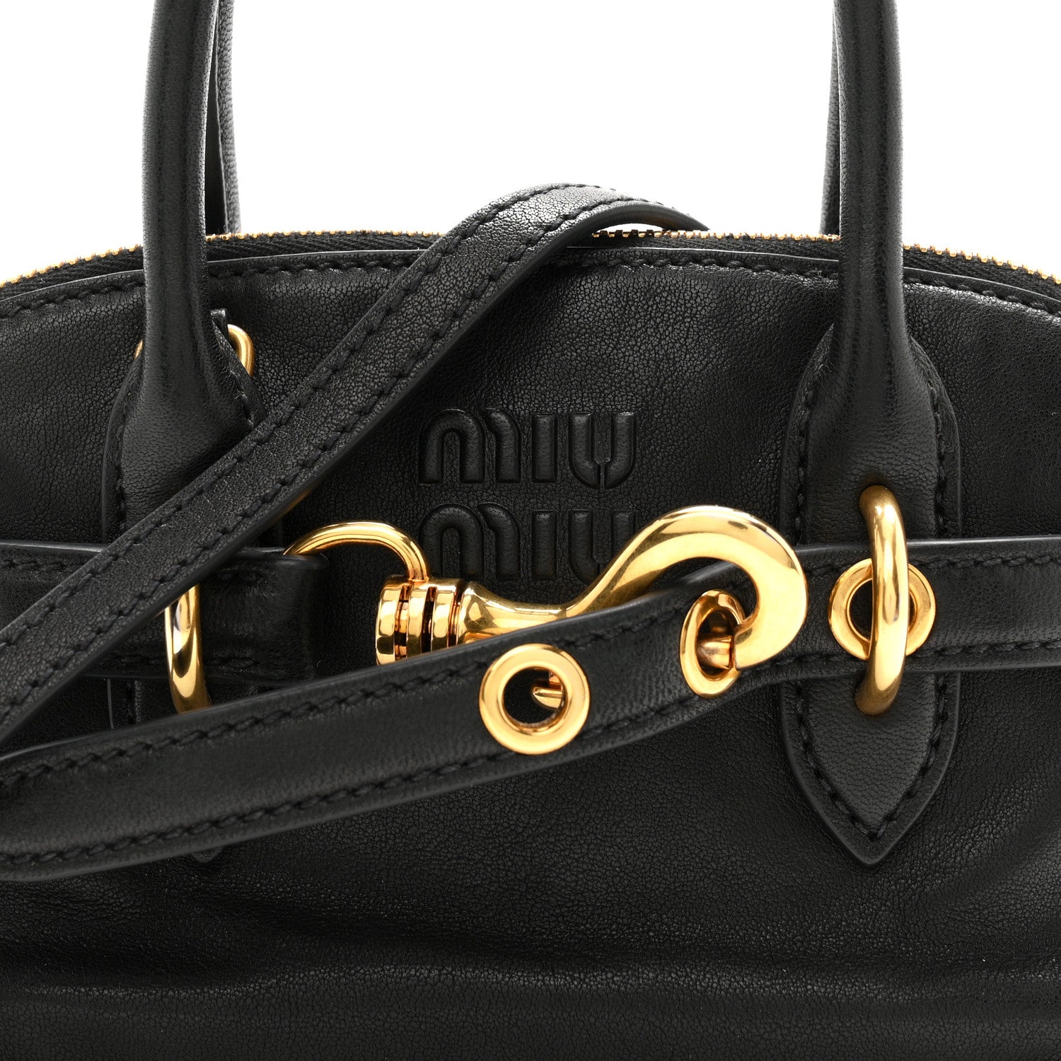 Miu Miu Nappa Mini Aventure Bag Black 7 of 9