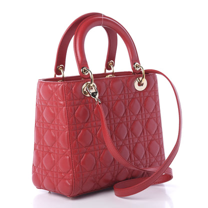 Christian Dior Lambskin Cannage Medium Lady Dior Red 4 of 11