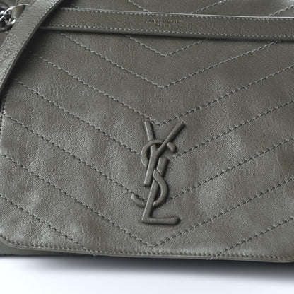 Saint Laurent Vintage Calfskin Chevron Monogram Medium Nolita Olive Green 9 of 9