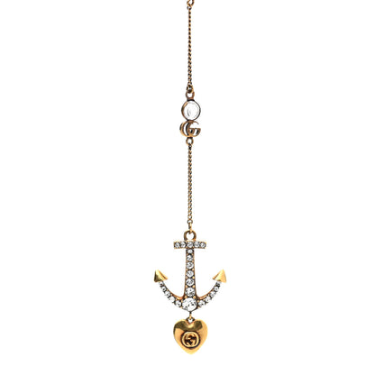 Gucci Pearl Crystal Interlocking G Single Anchor Heart Earring 3 of 7