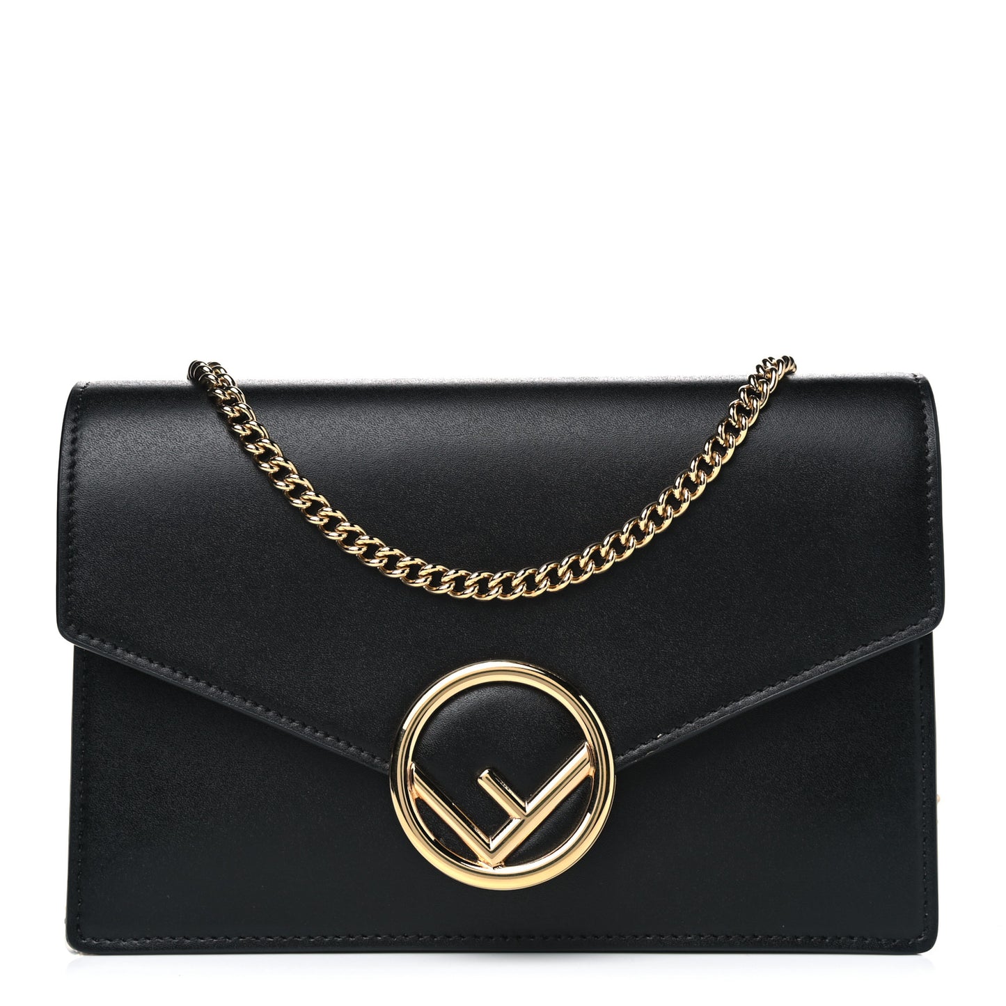 Vitello Liberty Lucido F is Fendi Medium Envelope Wallet on Chain Black