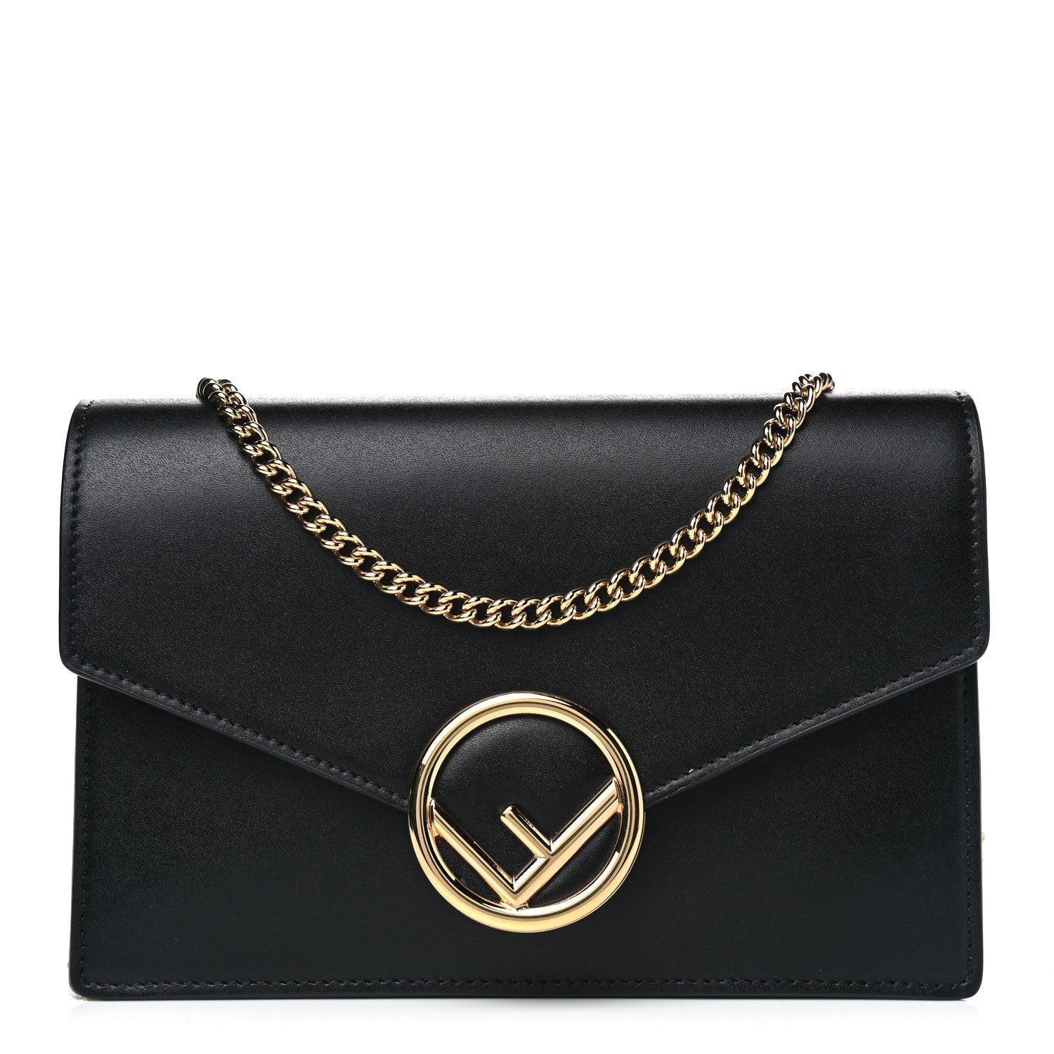 Fendi Vitello Liberty Lucido F is Fendi Medium Envelope Wallet on Chain Black 1 of 4