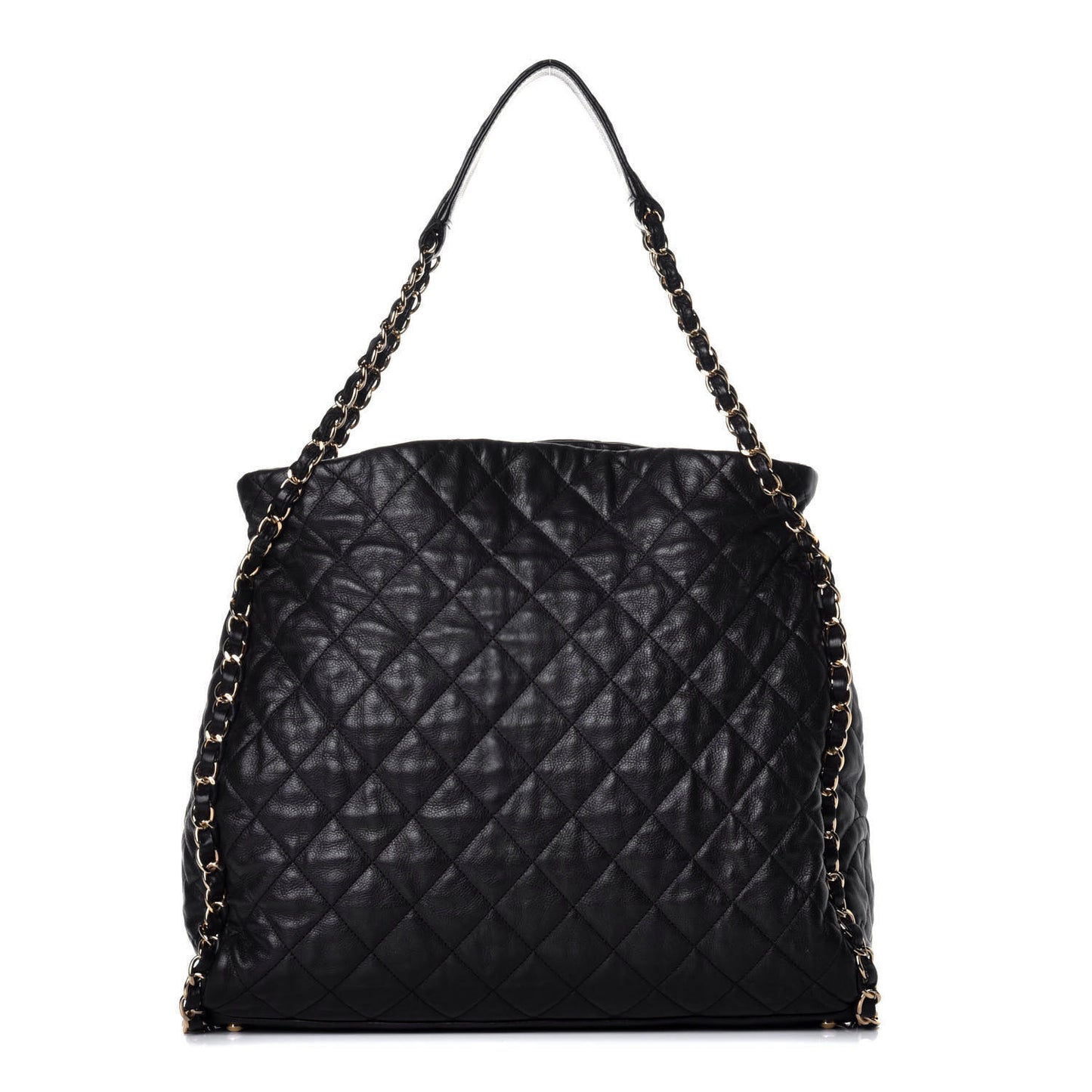 Calfskin Quilted Large Chain Me Hobo Black