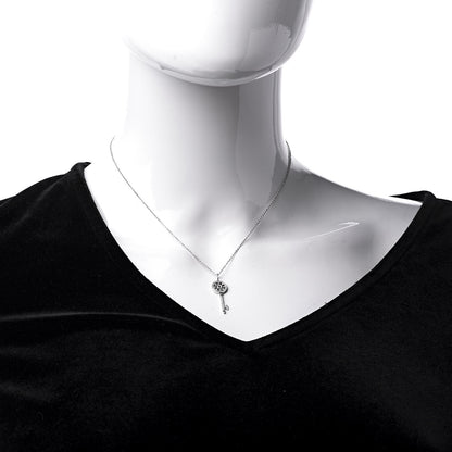 Tiffany Platinum 18K White Gold Diamond Mini Petals Key Pendant Necklace 2 of 8