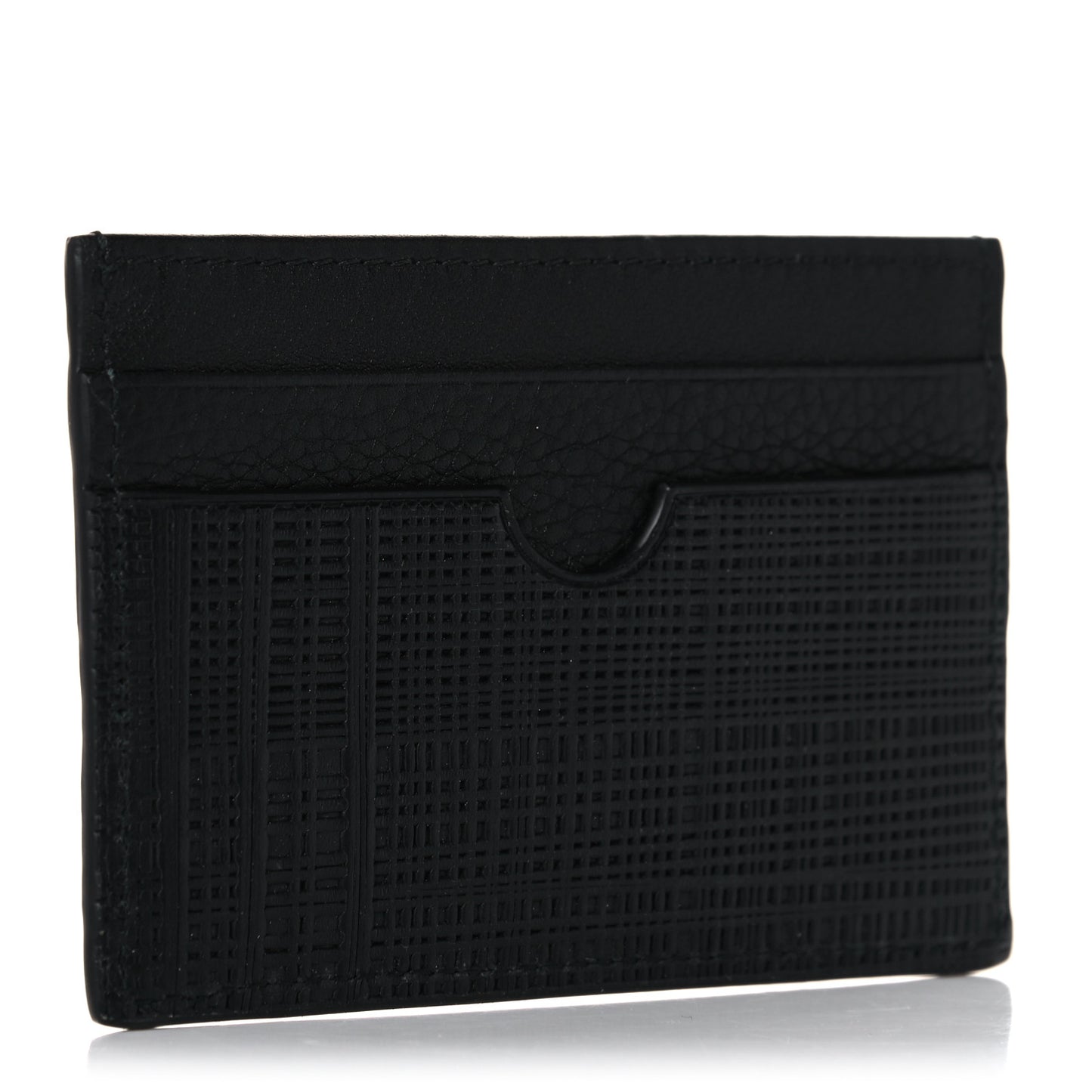 Calfskin Embossed Puzzle Plain Card Holder Black