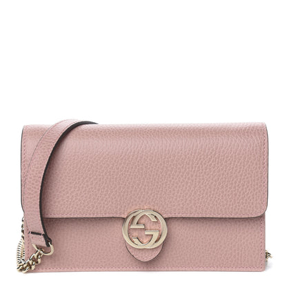 Gucci Dollar Calfskin Interlocking G Chain Wallet Soft Pink 1 of 12