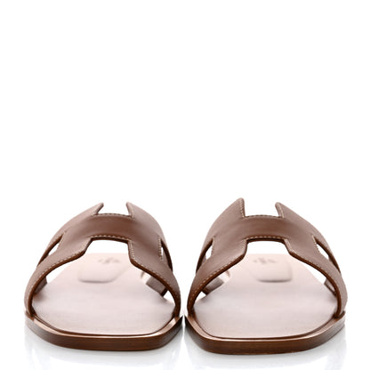 Hermes Box Calfskin Oran Sandals 39 Gold 2 of 8
