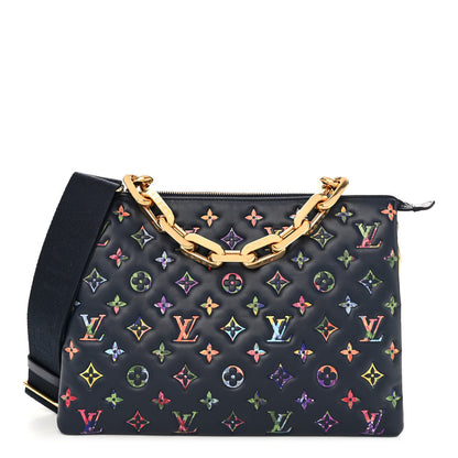 Louis Vuitton Lambskin Embossed Monogram LV Garden Coussin MM Navy Blue 1 of 10