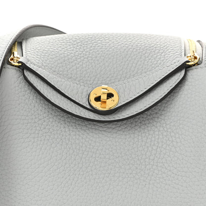 Hermes Taurillon Clemence Mini Lindy 20 Bleu Glacier 8 of 11