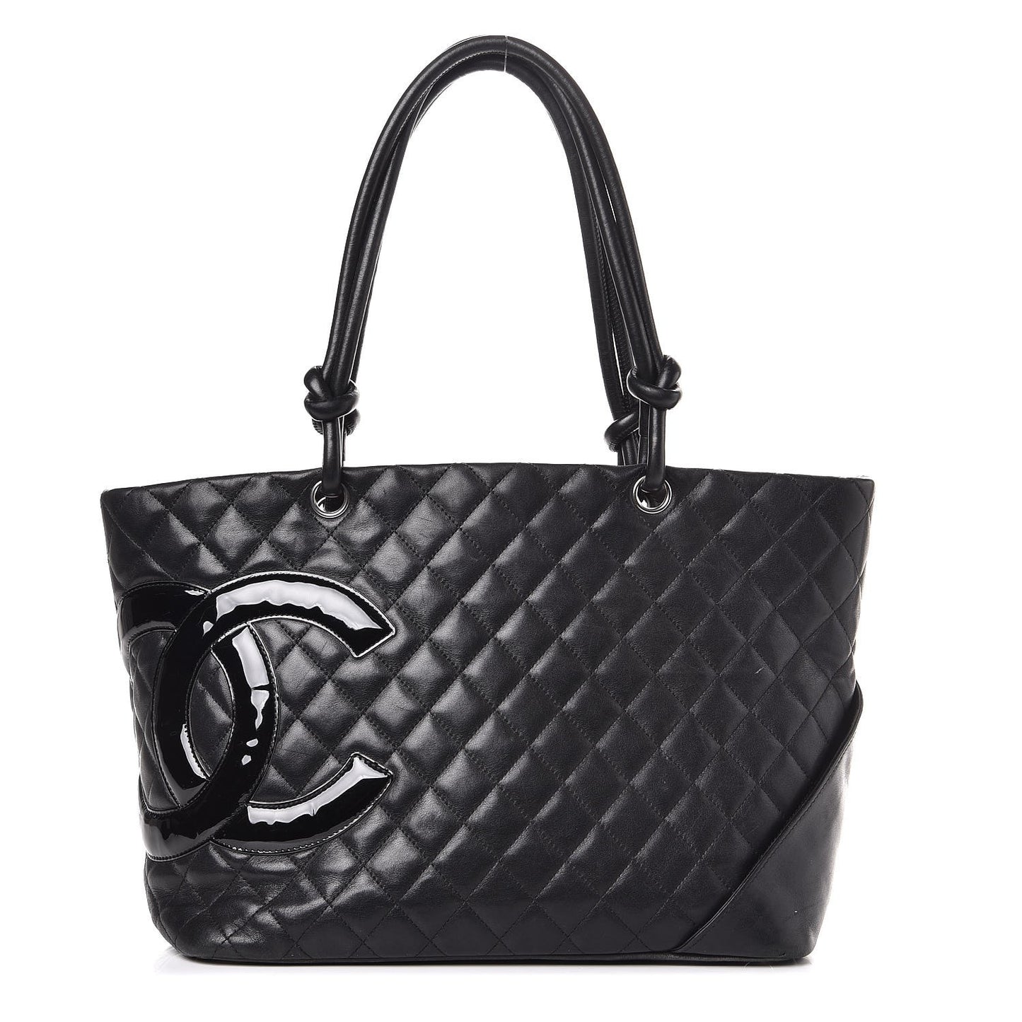 Calfskin Quilted Large Cambon Tote Black