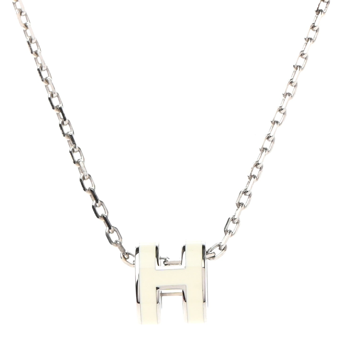 Lacquered Palladium Mini Pop H Pendant Necklace White