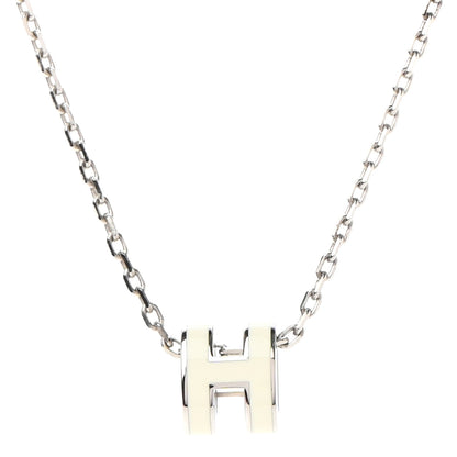 Hermes Lacquered Palladium Mini Pop H Pendant Necklace White 4 of 8