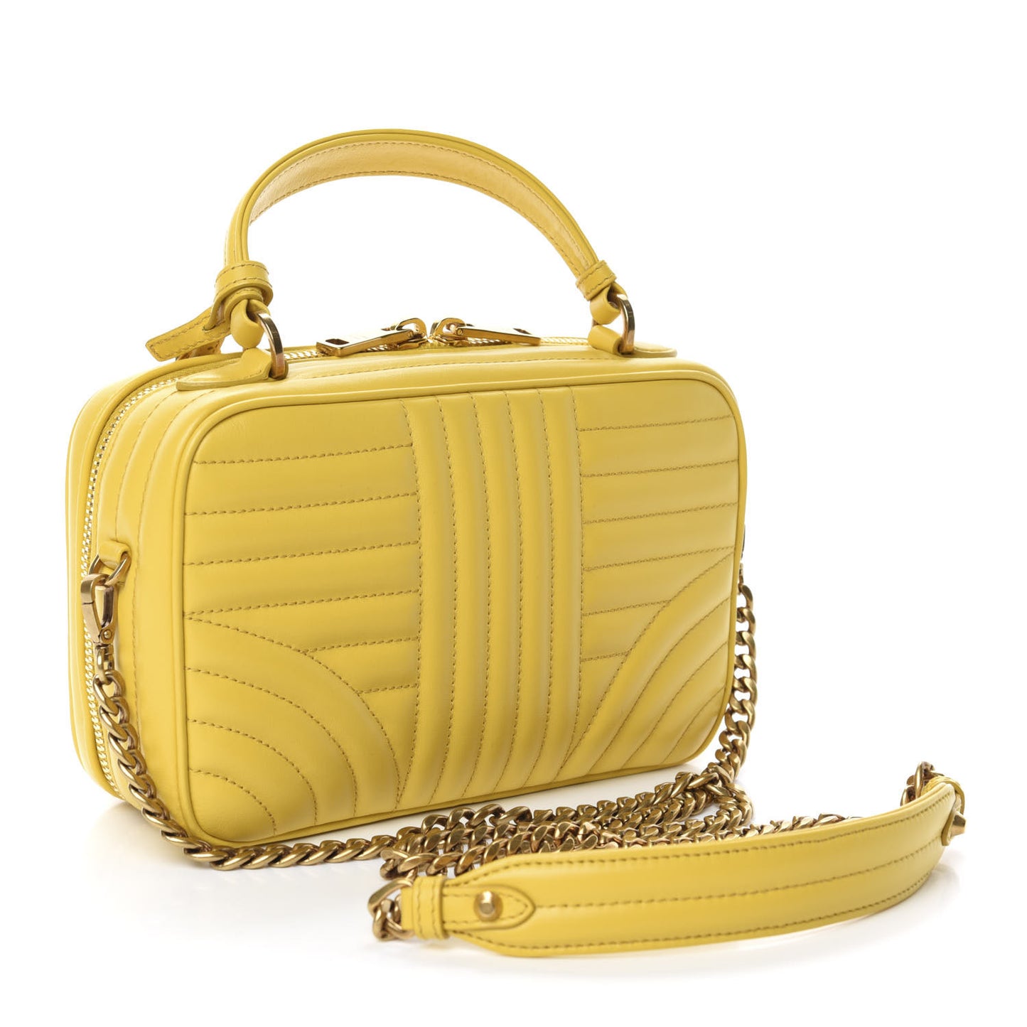 Soft Calfskin Impunture Diagramme Top Handle Chain Crossbody Bag Sole