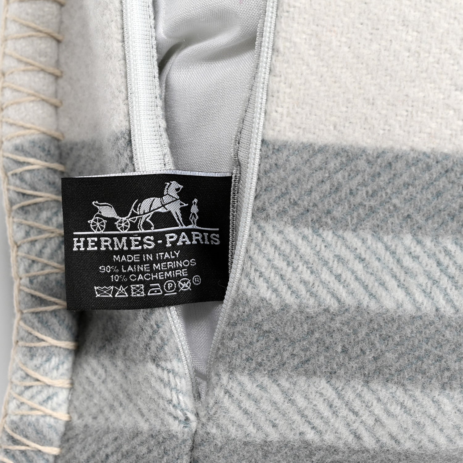 Hermes Wool Cashmere Ithaque Pillow Gris Perle 3 of 3