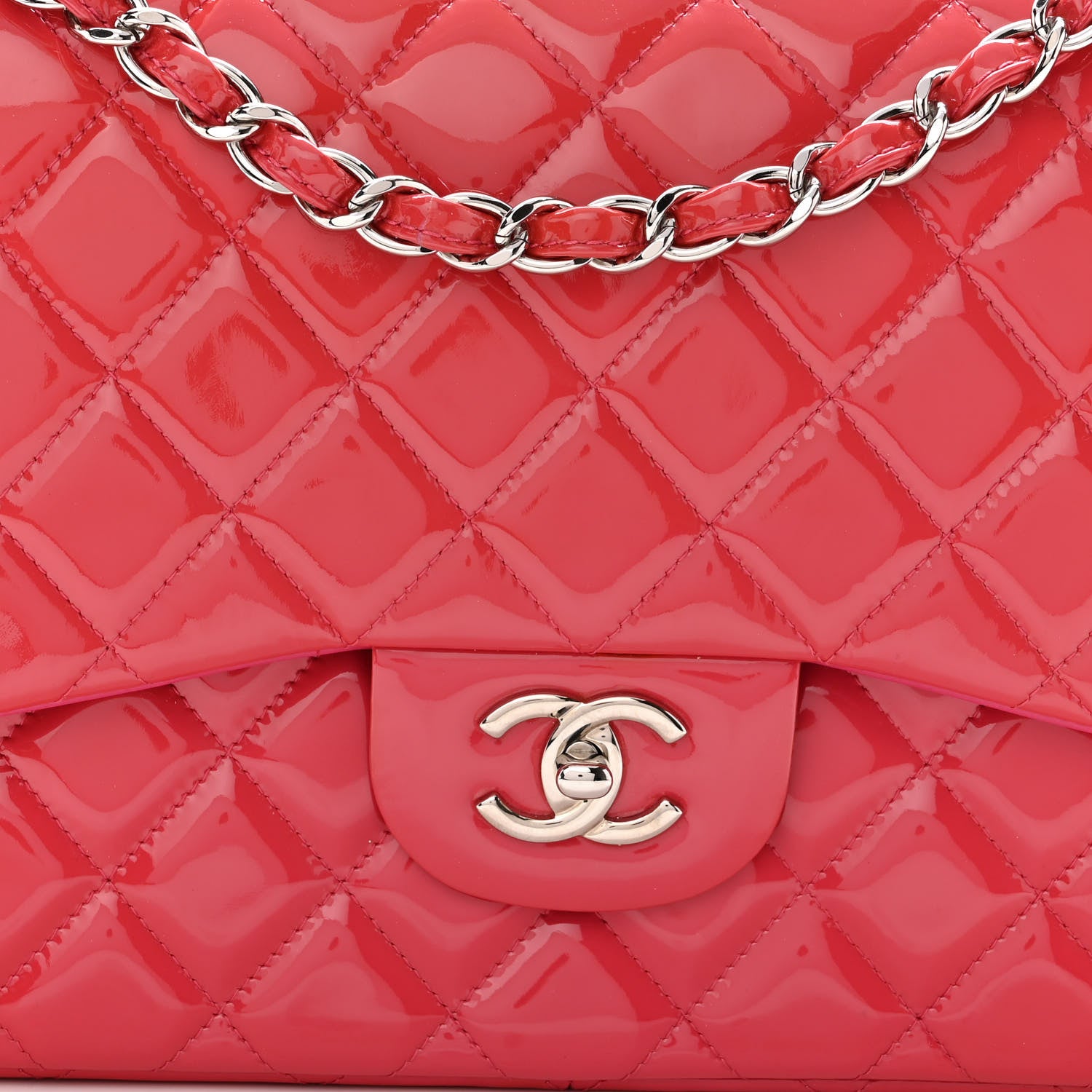 Chanel Patent Quilted Jumbo Double Flap Pink 8 of 10