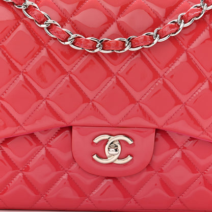 Chanel Patent Quilted Jumbo Double Flap Pink 8 of 10