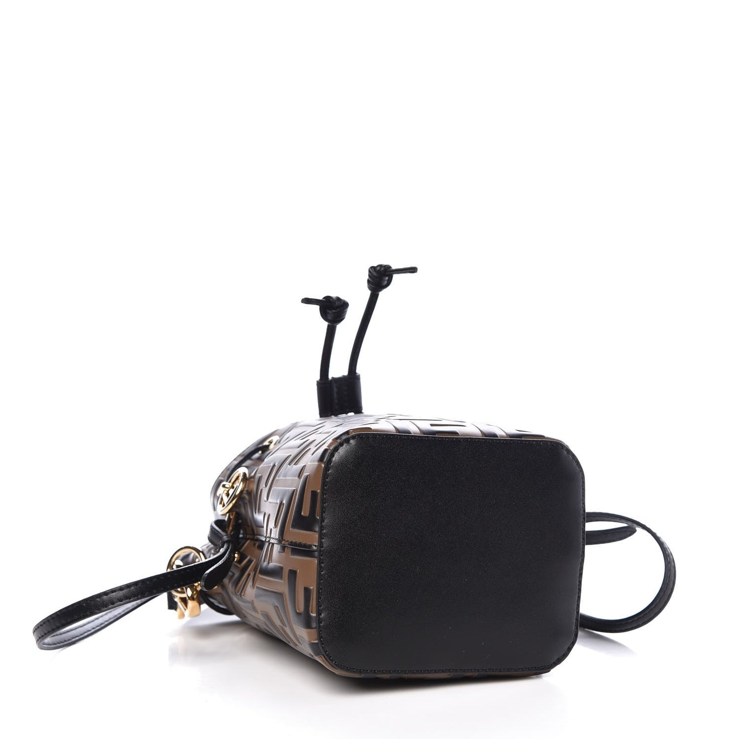 Vitello Liberty F is Fendi Bi-Color FF 1974 Embossed Mini Mon Tresor Bucket Bag Maya Black