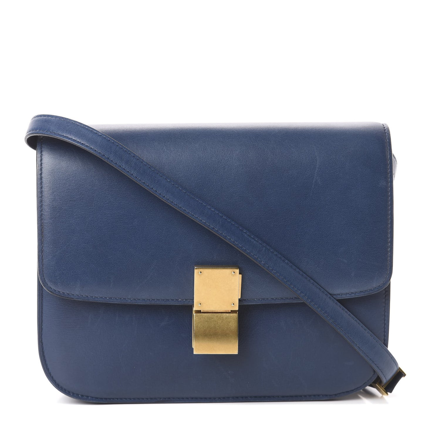 Box Calfskin Medium Classic Box Flap Bag Indigo