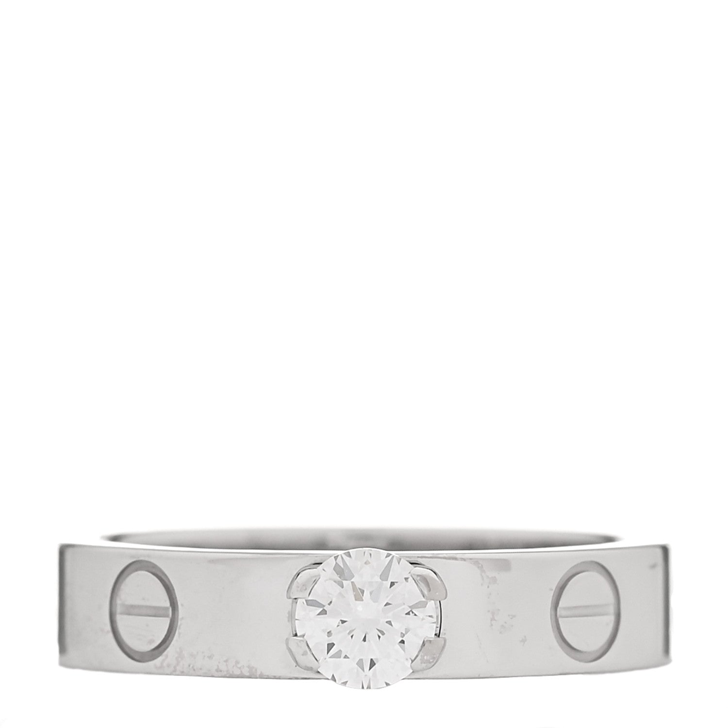 Cartier 18K White Gold Diamond .23ct LOVE Solitaire Engagement Ring 48 4.25 1 of 5