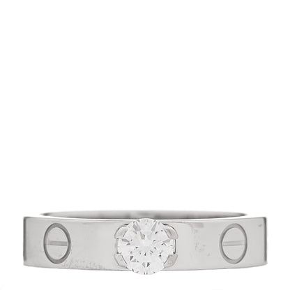 Cartier 18K White Gold Diamond .23ct LOVE Solitaire Engagement Ring 48 4.25 1 of 5