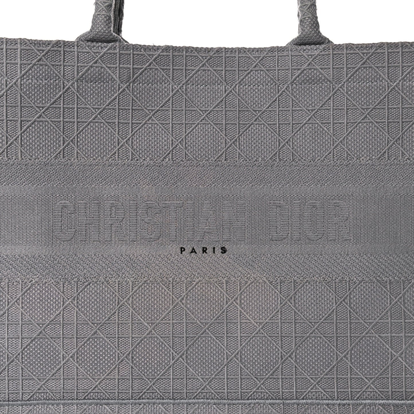 Canvas Embroidered Cannage Medium Book Tote Stone