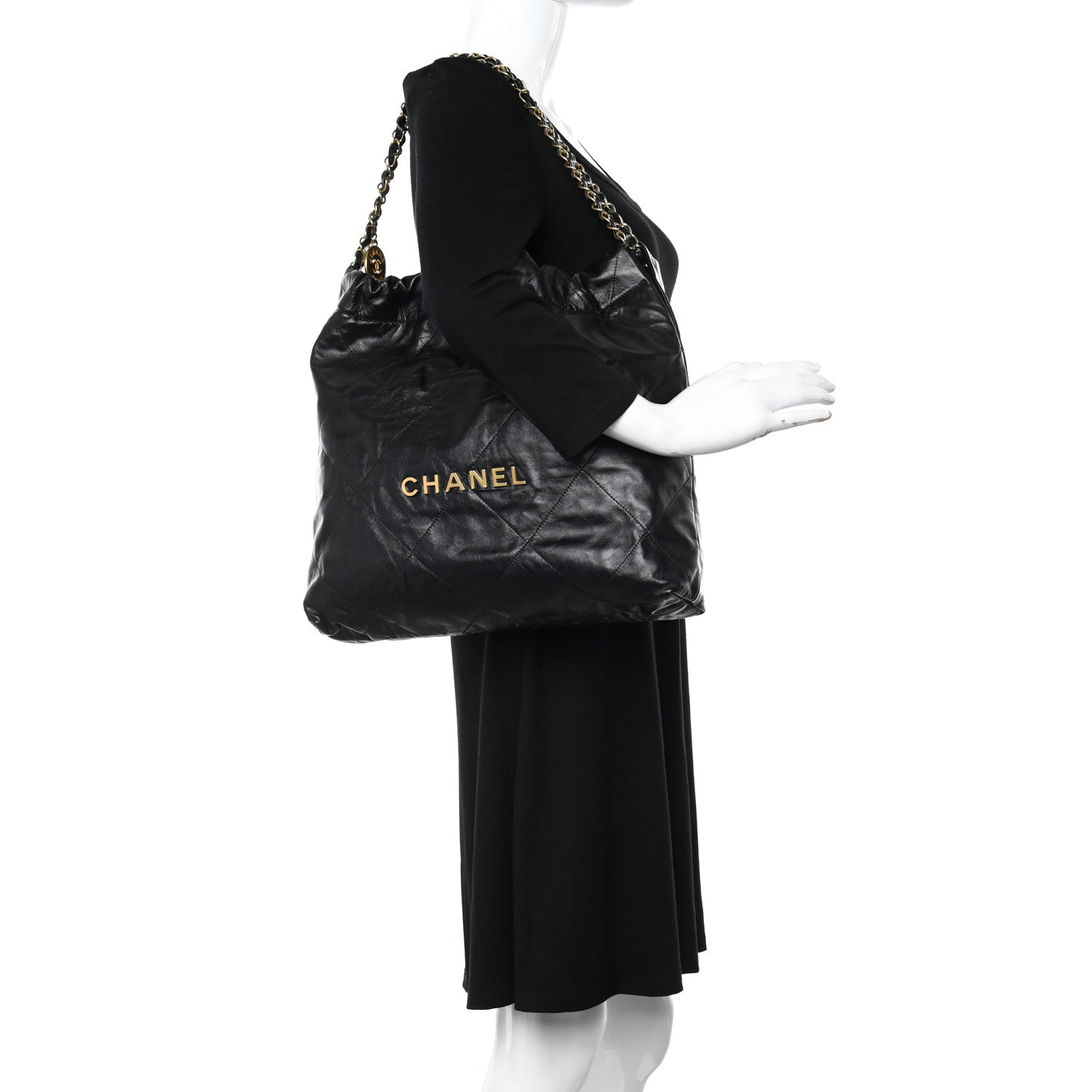 Chanel Shiny Calfskin Quilted Chanel 22 Black 2 of 11