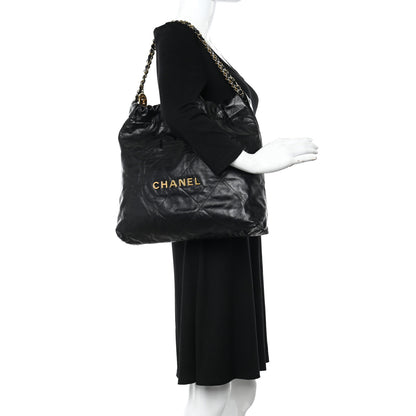 Chanel Shiny Calfskin Quilted Chanel 22 Black 2 of 11