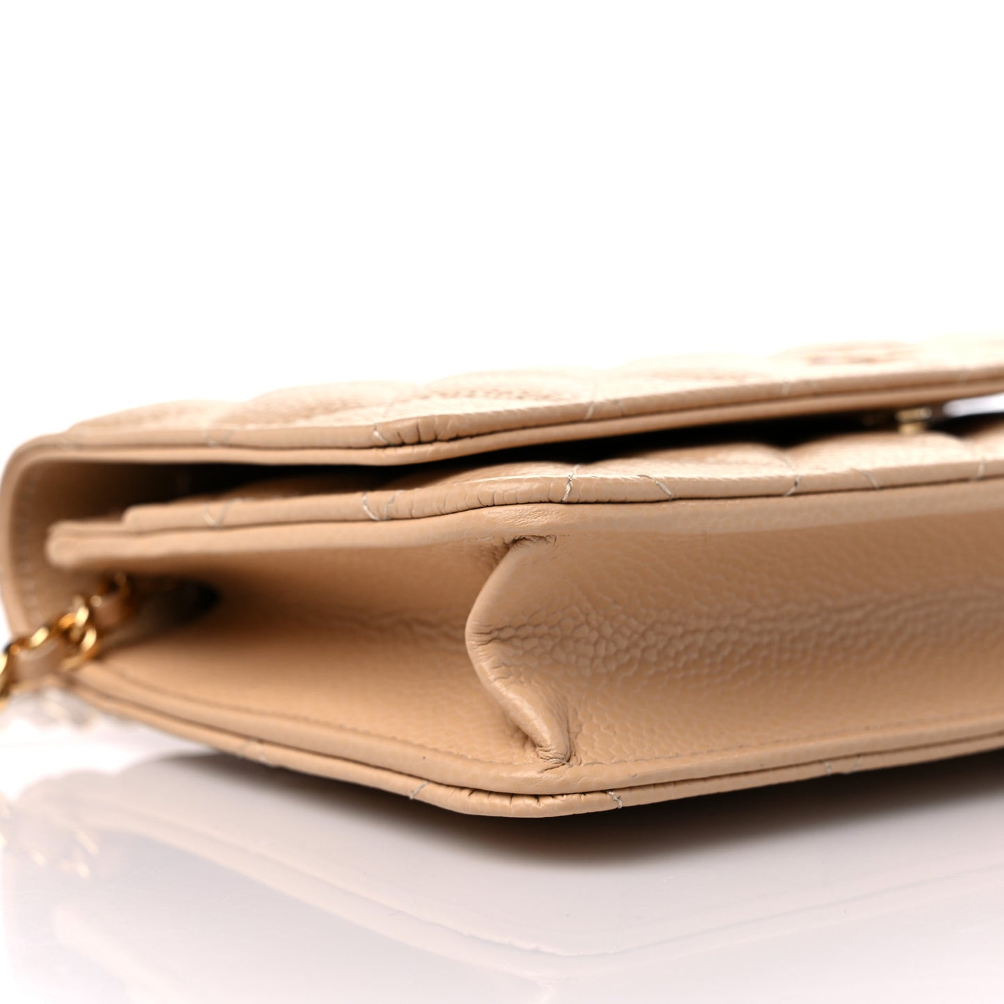 Caviar Quilted Wallet On Chain WOC Beige