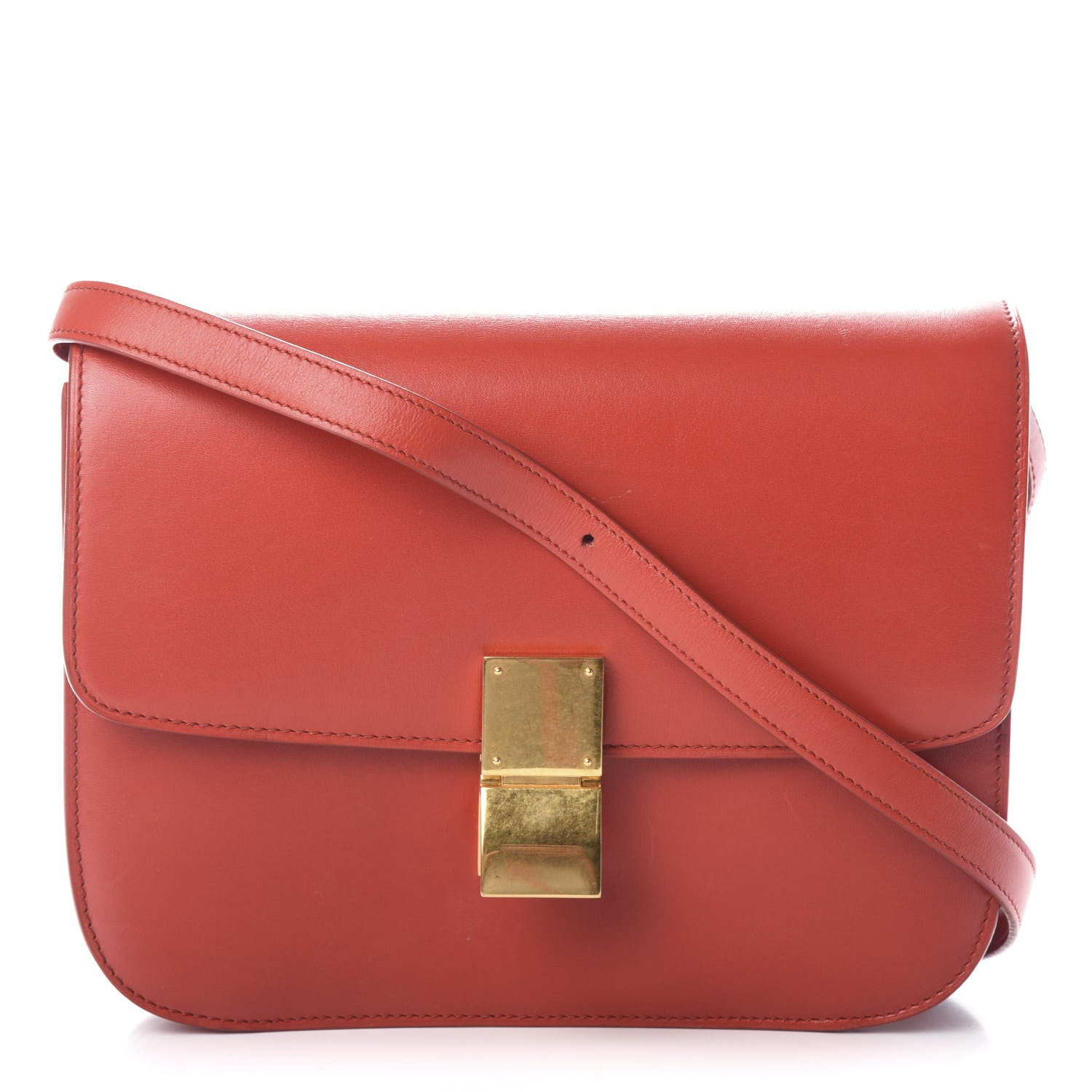 Celine Box Calfskin Medium Classic Box Flap Bag Red 1 of 8