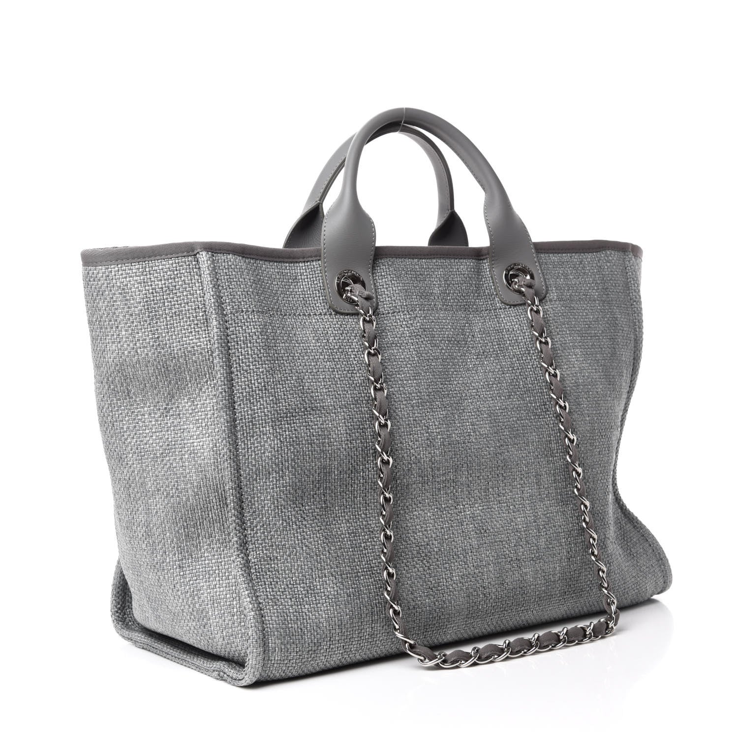 Chanel Woven Straw Raffia Medium Deauville Tote Grey 3 of 11