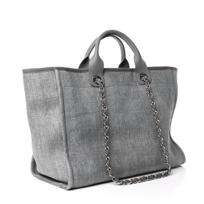 Chanel Woven Straw Raffia Medium Deauville Tote Grey 3 of 11