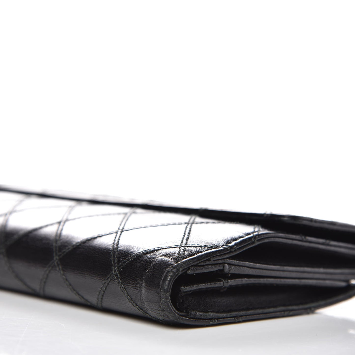 Lambskin Diamond Stitched Flap Wallet Black