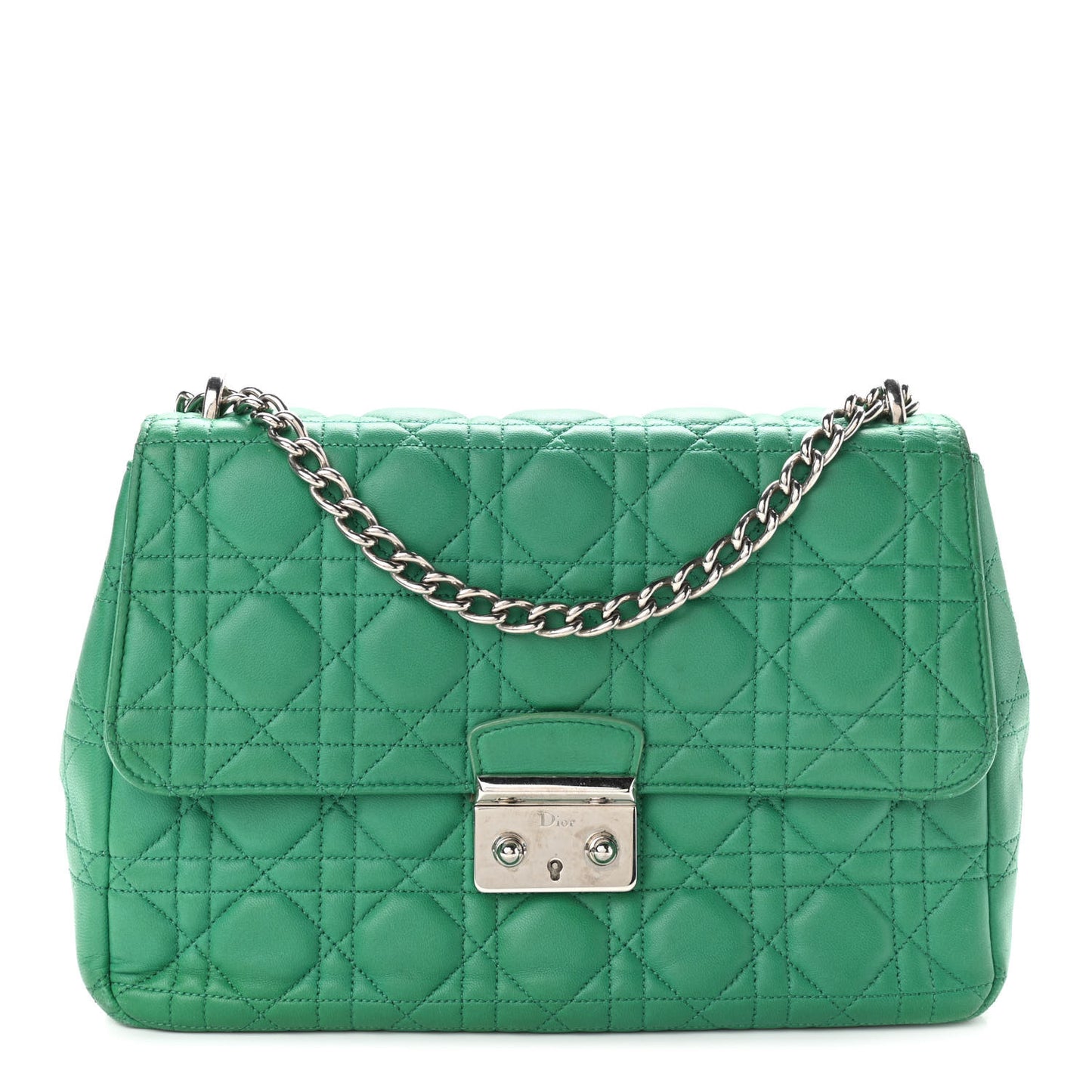 Lambskin Cannage Large Miss Dior Flap Green
