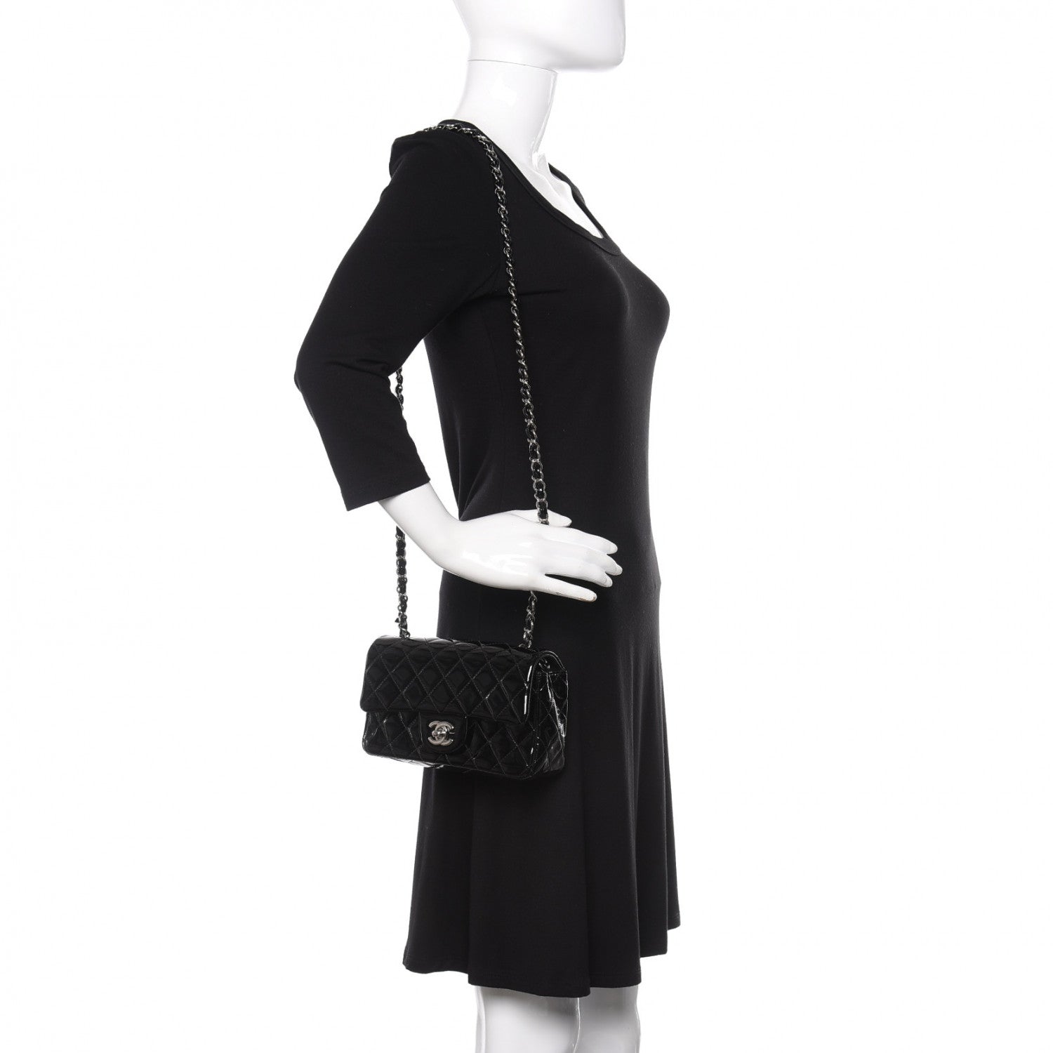 Chanel Patent Calfskin Quilted Mini Rectangular Flap Black 2 of 13