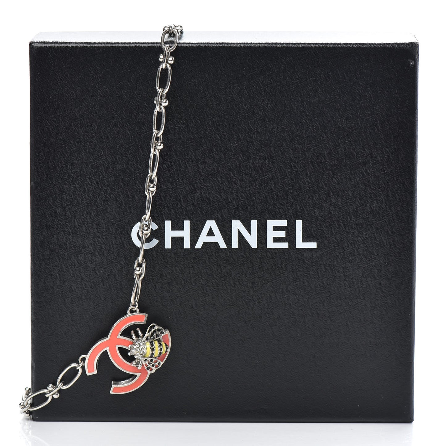 Crystal Bee Pendant Necklace Silver Multicolor