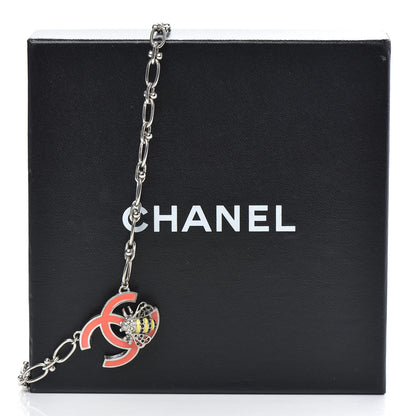 Chanel Crystal Bee Pendant Necklace Silver Multicolor 6 of 6