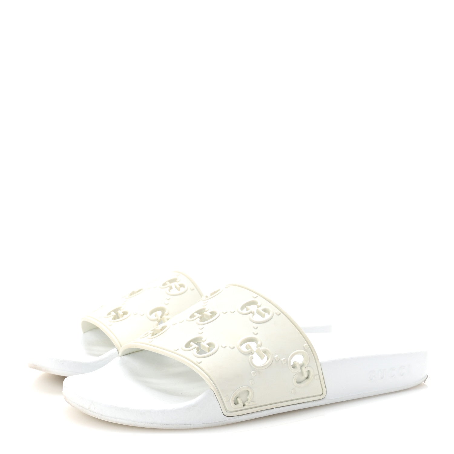 Gucci Rubber GG Monogram Perforated Womens Slide Sandals 38 Great White 4 of 7