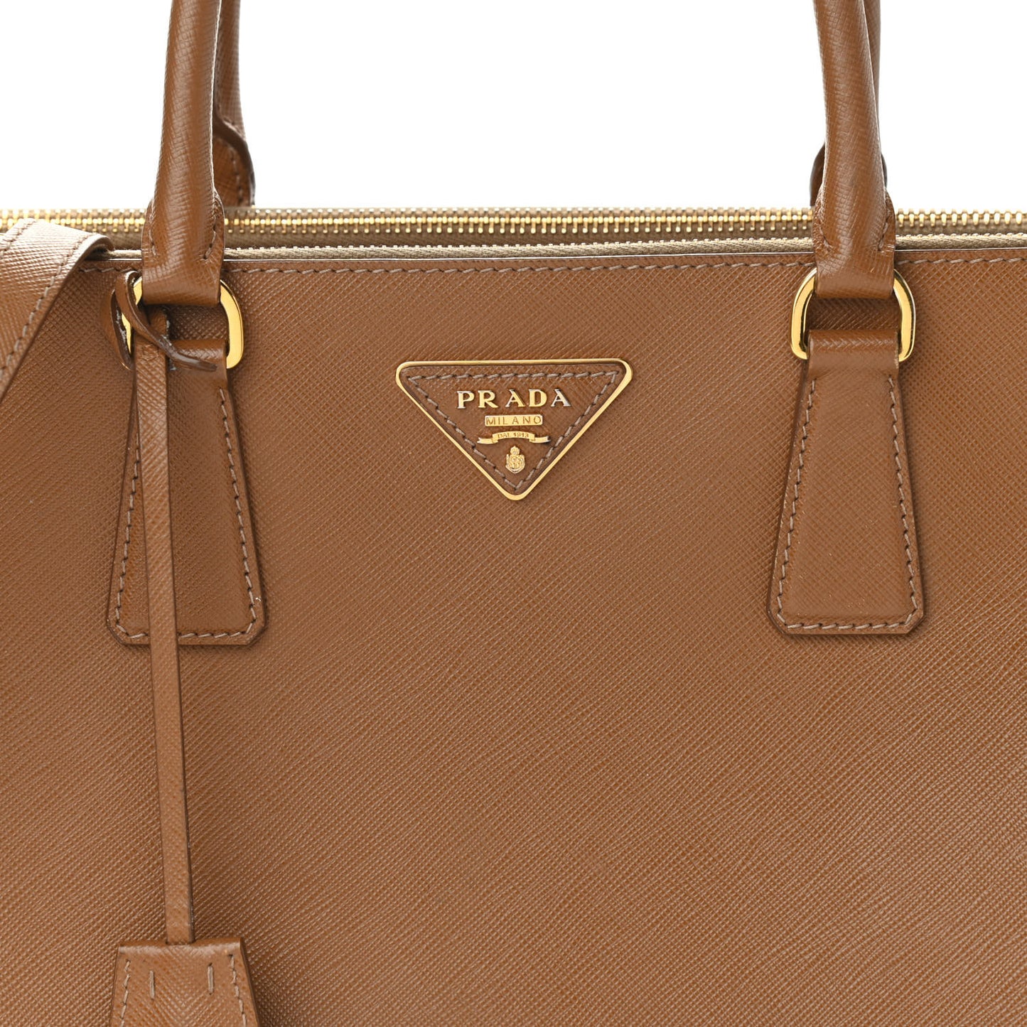 Saffiano Medium Galleria Double Zip Tote Caramel