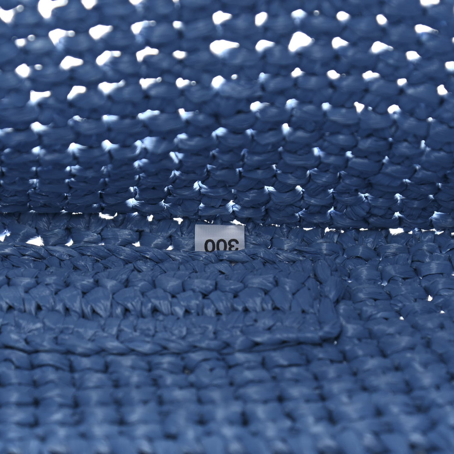 Yarn Raffia Effect Crochet Logo Embroidered Shopping Tote Bag Celeste